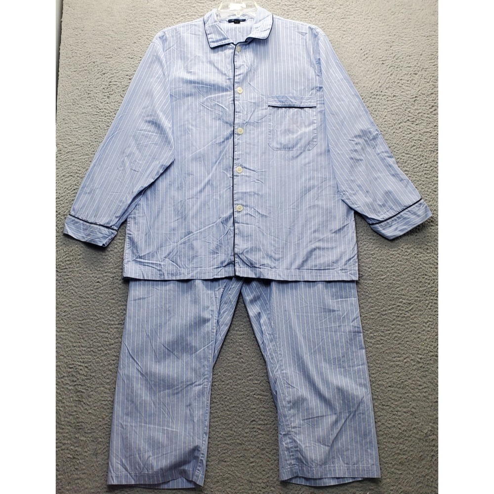 Club Room 2Pc Pajama Sets Mens XL Multi Striped Long Sleeve Collared Button-Up